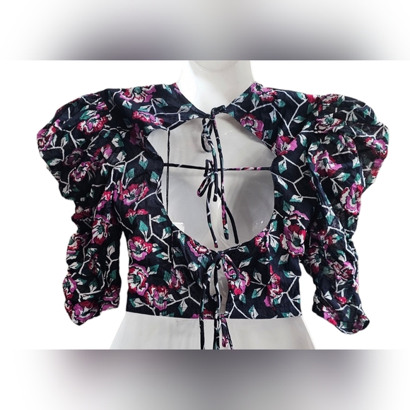 Isabel Marant Étoile Silva Floral Puff Sleeve Top NWT - Picture 6 of 10